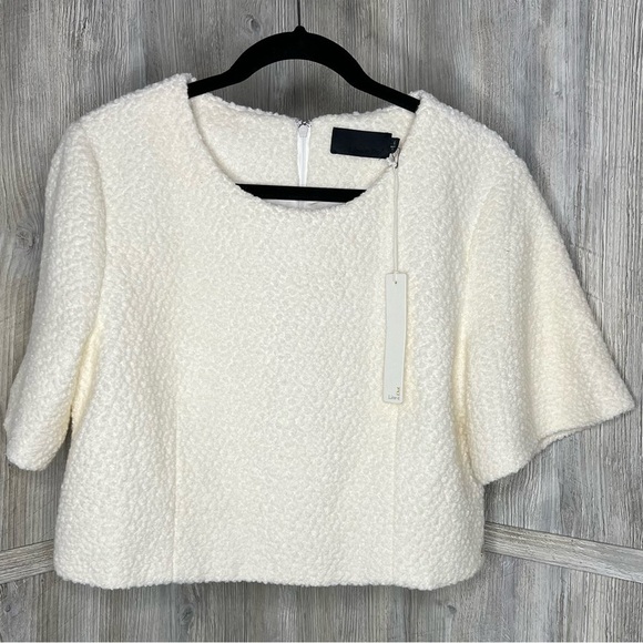 Line & Dot Wool Blend Dressy Crop Shirt - Picture 1 of 7